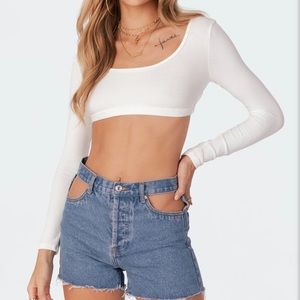 Edikted Sydney Ribbed Open Back Crop Top (S)